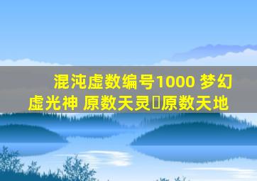 混沌虚数编号1000 梦幻虚光神 原数天灵・原数天地